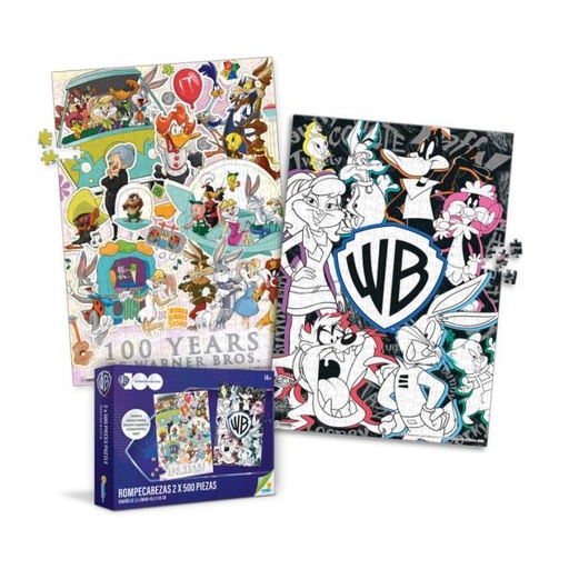 [RN12470] Rompecabezas Warner Bros 100 Años de Celebración 2 X 500pzs 14a+