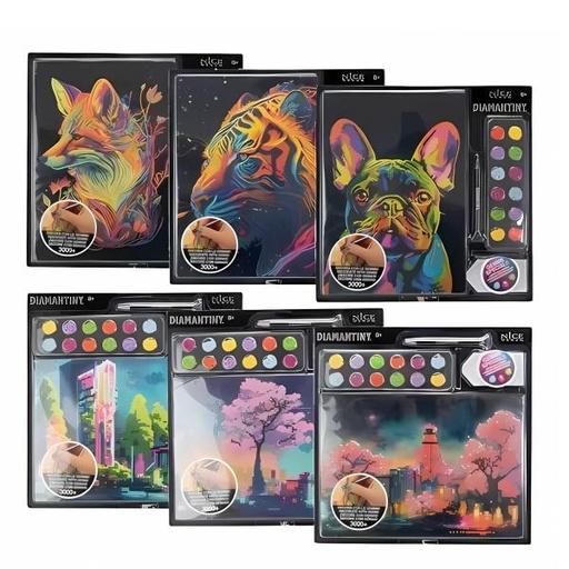 [NC96600] Set de Arte de Pintar con Cristales Plastios 3D Surt/6 8a+ (96021-23-26-311-312-313)