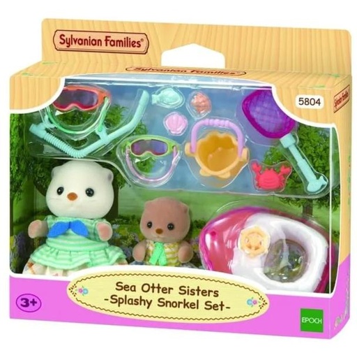 [EH05804] Familia Sylvanian Hermanas Nutria Marina con Set Snorkel Splashy 3a+