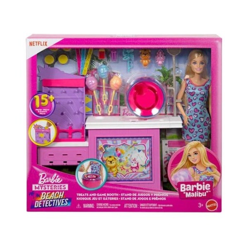 [MTJFV67] Muñeca Barbie Detective Set Juego y Algodón de Azúcar 3a+